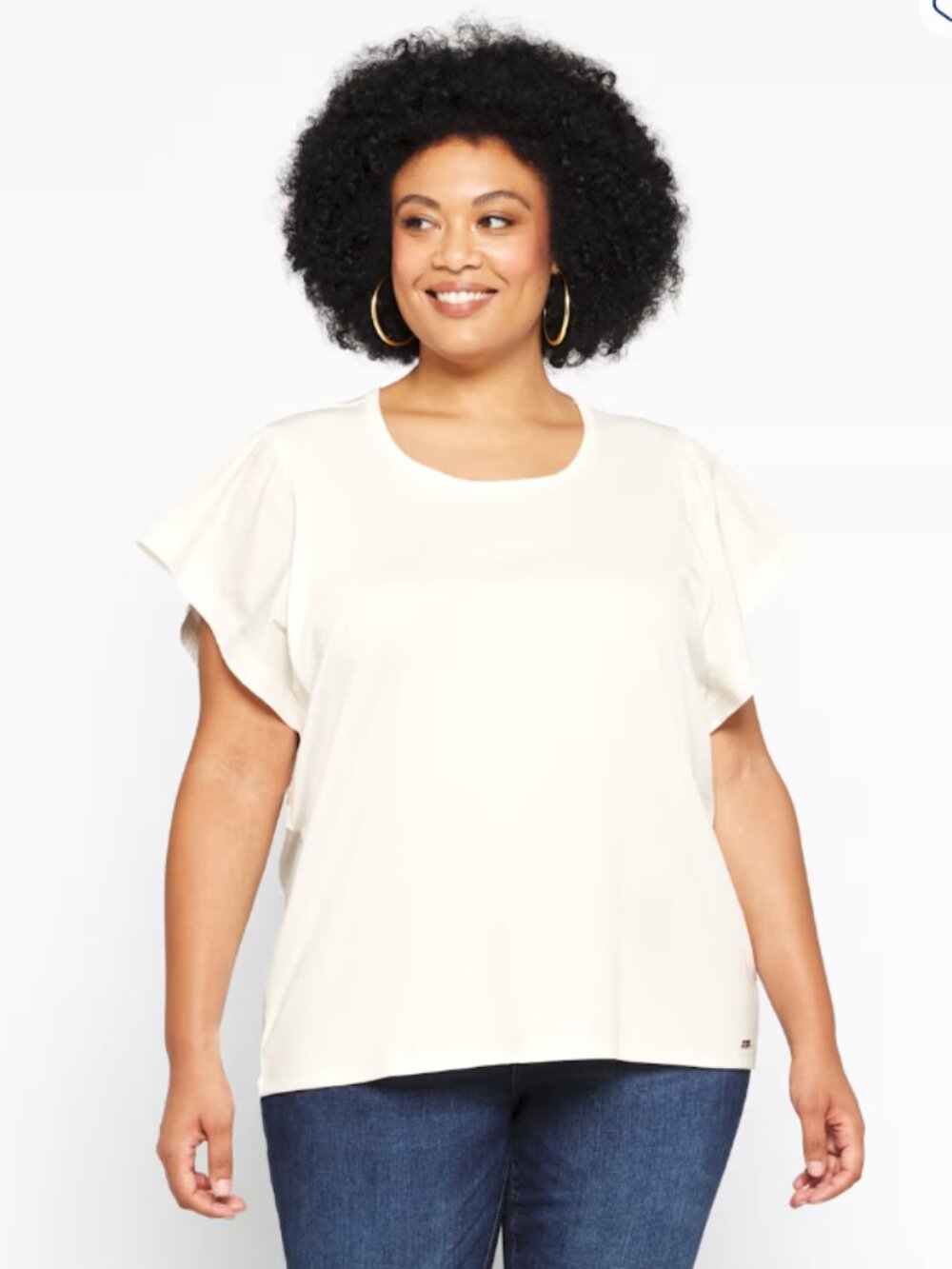 NWT Calvin Klein Gert Flutter Sleeve Knit Tee -2X